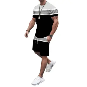 2023 Новая мужская спортивная одежда с короткими рукавами, футболка с 3D рисунком, Модные комплекты повседневной одежды, дизайнерская уличная одежда