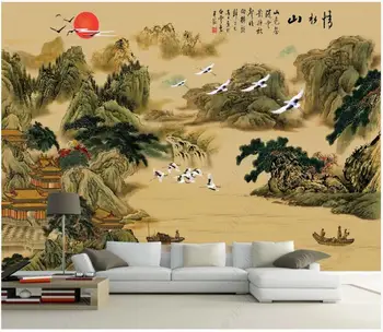 фотообои 3d настенная роспись на заказ в китайском стиле, горная живопись тушью, пейзажный декор, обои для гостиной, для стен в рулонах