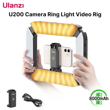 VIJIM Ulanzi U-200 Кольцевой светильник для Фотосъемки, светодиодный светильник для Видео, двухцветная Камера С зажимом для телефона, холодный башмак для Youtube Live Rig lamp