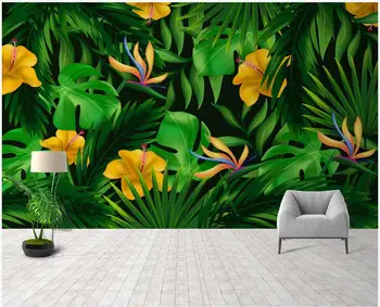 Фотообои на заказ 3d обои Современный простой и модный высококачественный декор из зеленых растений обои для гостиной для стен 3 d