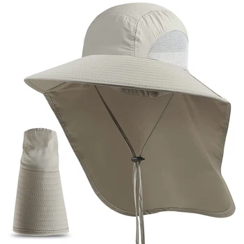 Летние солнцезащитные шляпы с защитой от ультрафиолета, кепка для охоты и рыбалки на открытом воздухе для мужчин и женщин, Походная кепка-ведро с козырьком и клапаном на шее, шляпа рыбака