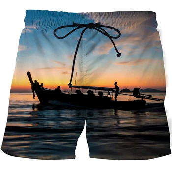 Новые европейские и американские Мужские пляжные брюки с океанской рыбой, 3D Принт, Рыболовная мода, Harajuku, Спортивные шорты для отдыха и плавания