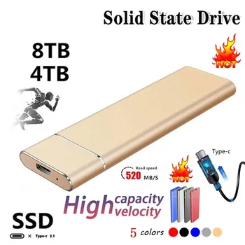 Мобильный жесткий диск Type C SSD hd 8 ТБ 2 ТБ USB3.1 Портативный Ударопрочный твердотельный накопитель из алюминиевого Сплава Скорость передачи hd externo