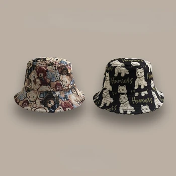 Дизайнерская брендовая шапка с мультяшным медведем, женская осенне-зимняя шапка для щенка-рыбака, все необходимое, милая кепка для бассейна, весна и лето
