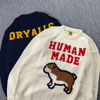 Трикотажные Пуловеры человеческого производства, Мужские и женские повседневные свитера Оверсайз с принтом Собаки 1:1