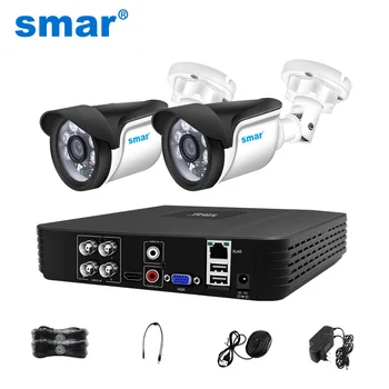 Система видеонаблюдения Smar Система видеонаблюдения 2шт 720P/1080P AHD Водонепроницаемая/Пулевая камера Комплект видеонаблюдения по электронной почте Сигнализация