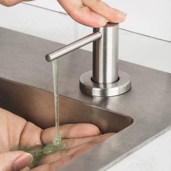 Дозатор мыла из нержавеющей стали, Кухонная раковина, моющее средство Для отжима, может быть оснащено воронкой для наполнения бутылок моющим средством