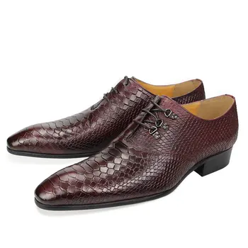 Мужская Модная обувь ручной работы из натуральной кожи, Роскошные Дизайнерские свадебные Вечерние Модельные туфли с принтом, Высококачественные туфли-Оксфорды