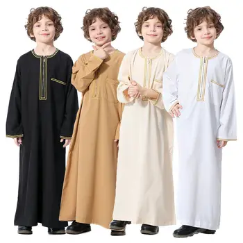 Рамадан Мусульманские Дети Мальчики Джубба Тобе Молитвенный Кафтан Джилбаб Халат Арабская Исламская Детская Одежда С Длинным Рукавом Скромное Платье Макси Халат
